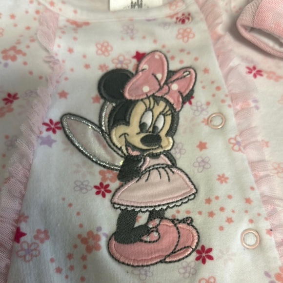 Disney Pink and White Minnie Mouse Jumpsuit with Floral Design and matching hat - Picture 4 of 6